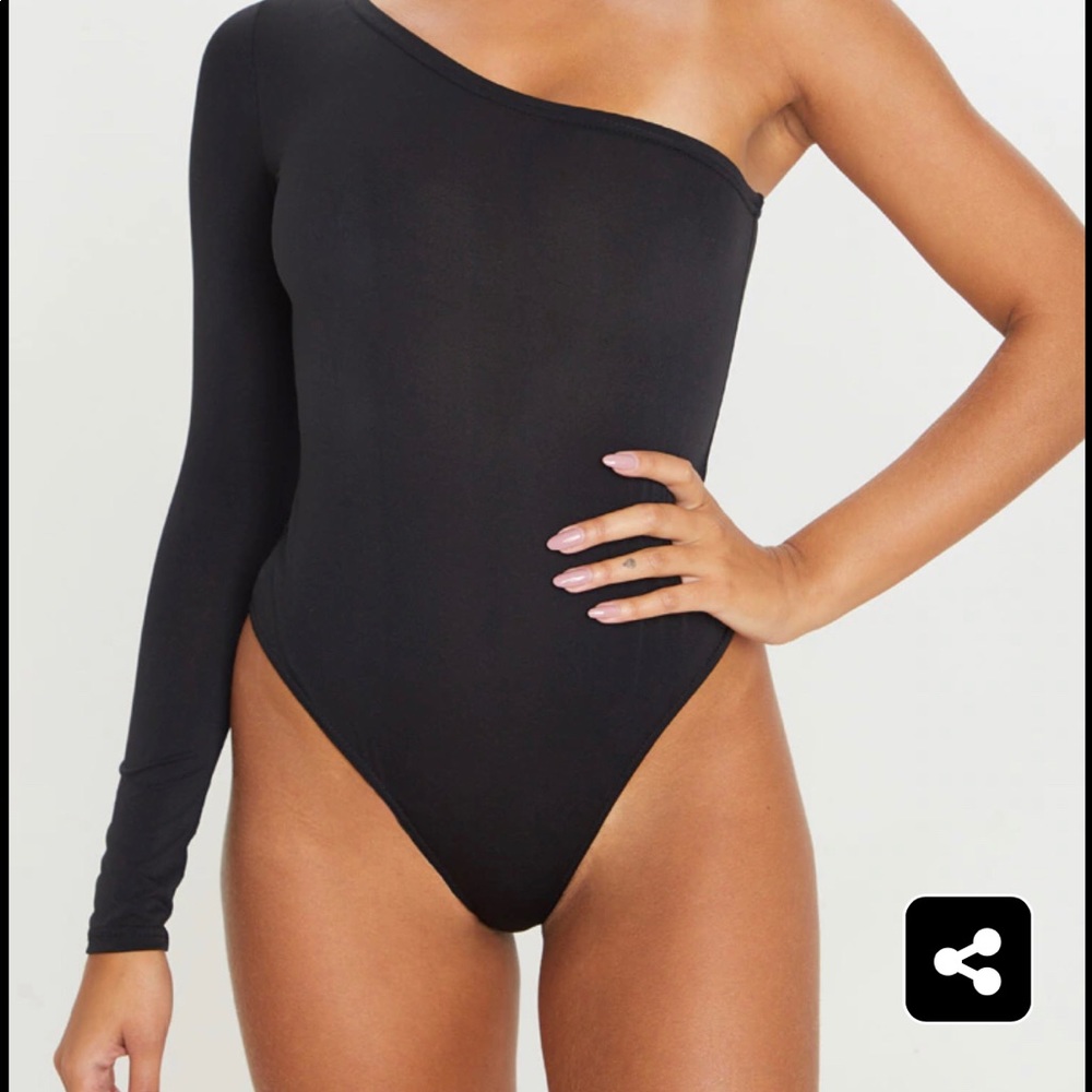 Forever21- Black One Shoulder Bodysuit Size S